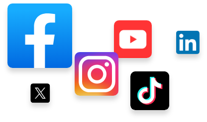 facebook, youtube, linkedin, x, instagram, tiktok